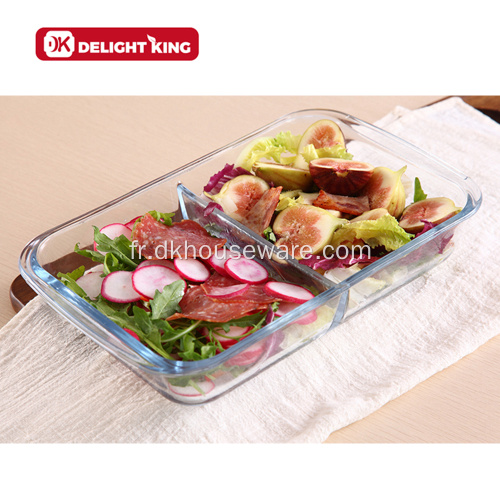 Plateau de cuisson ovale en verre avec diviseur